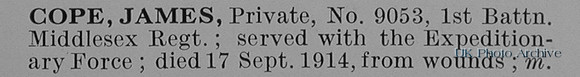 Cope J Pte 9053 1st Middlesex Regiment