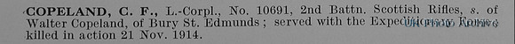 Copeland C F LCpl 10691 2nd Cameronians