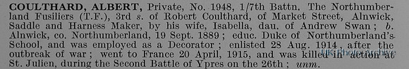 Coulthard A Pte 1948 7th Northumberland Fusiliers