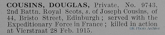 Cousins D Pte 9743 2nd Royal Scots