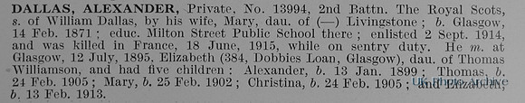 Dallas A Pte 13994 2nd Royal Scots Obit
