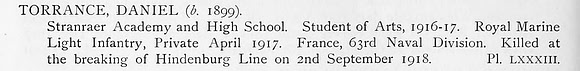 Torrance D Pte Royal Marine Light Infantry Obit