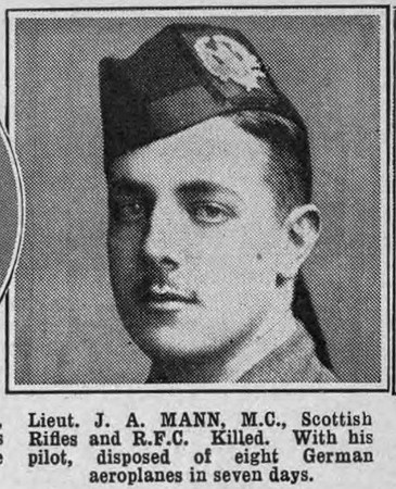 Mann J A Lt MC Royal Flying Corps