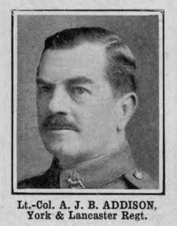 Addison A J B Lt Col York And Lancs Regiment