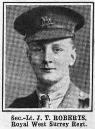 Roberts J T 2nd Lt Queens Royal West Surrey Regiment