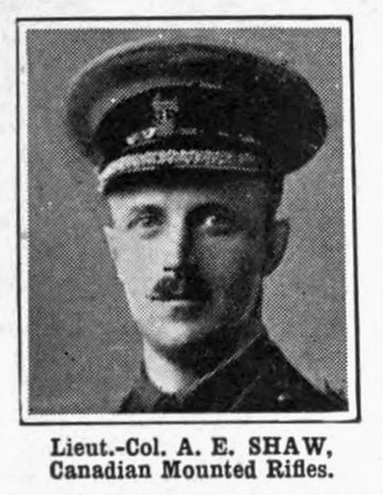 Shaw A E Lt Col Canadian Mounted Rifles
