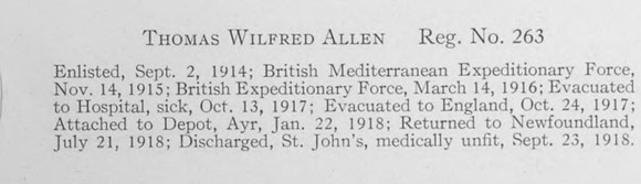 Allen T W 263 1st Newfoundland Regiment