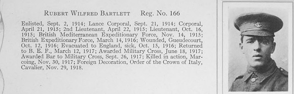 Bartlett R W Lt MC+Bar Newfoundland Regiment