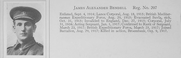 Bendell J A Sergt 207 Newfoundland Regiment