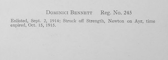 Bennett D Pte 245 Newfoundland Regiment