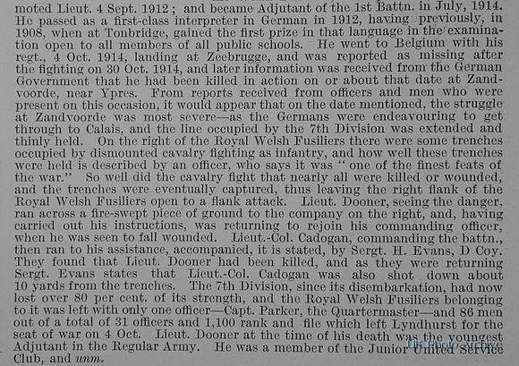 Dooner A E C T Lt 1st Royal Welsh Fusiliers Obit Part 2