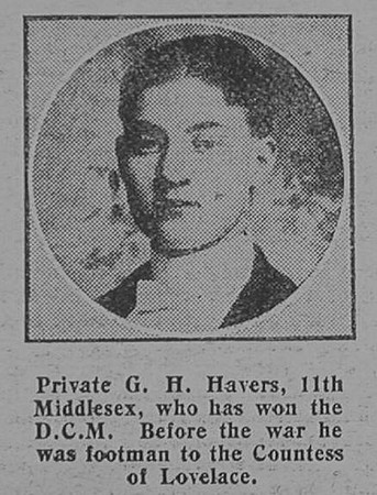 Havers G H Pte DCM 11th Middlesex Regiment The Graphic 14th Feb 1916