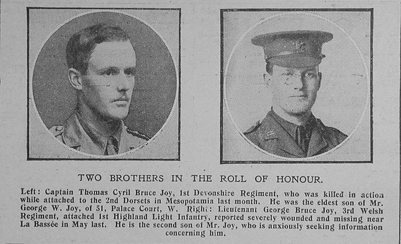 Joy G B Lt 3rd Welsh Regt Graphic 14.1.16