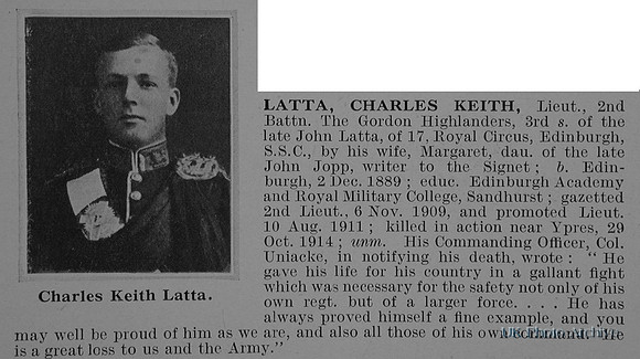 Latta C K Lt 2nd Gordon Highlanders Obit