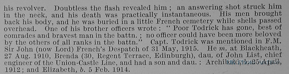 Todrick T Captain 8th Royal Scots Obit Part 2