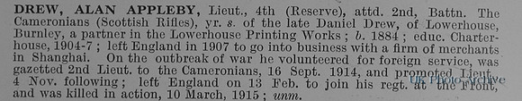 Drew A A Lt 4th Attd 2nd Cameronians Obit