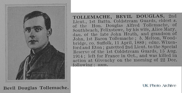 Tollemache B D 2nd Lt 1st Coldstream Guards Obit