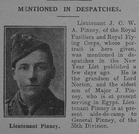 Pinney J C W A Lt Royal Flying Corps The Graphic 22.1