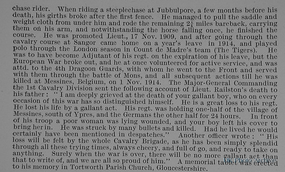 Railston S J W Lt Indian Army Obit Part 2
