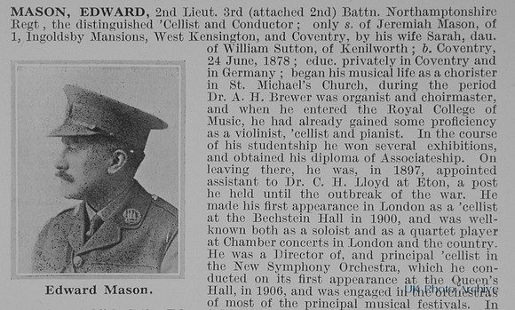 Mason E 2nd Lt 2nd Northamptonshire Regiment Obit Part 1