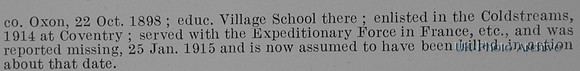 Tovey F J Pte 10724 1st Coldstream Guards Obit Part 2