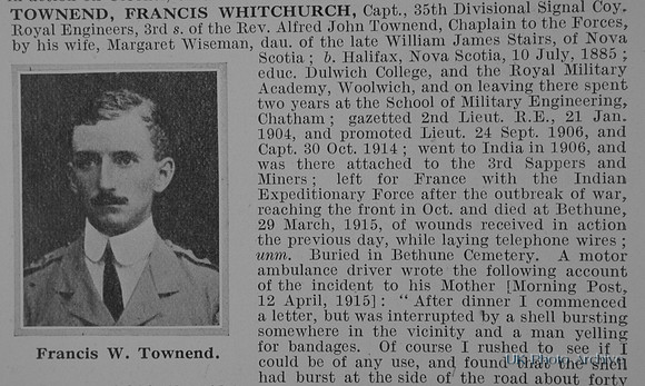 Townend F W Captain Royal Engineers Obit Part 1