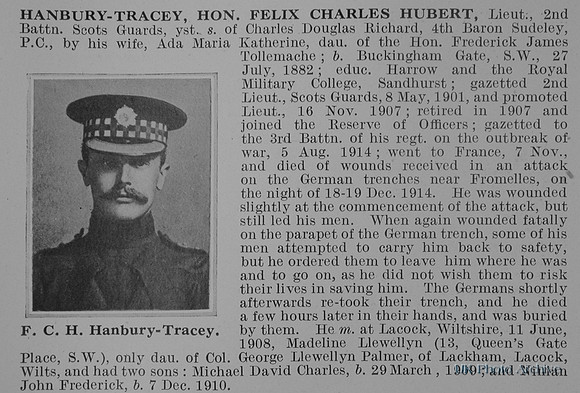 Hanbury-Tracey F C H Lt 2nd Scots Guards Obit
