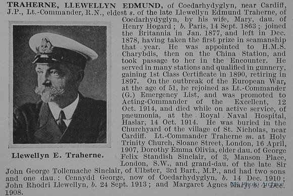Traherne L E Lt Comm Royal Navy Obit