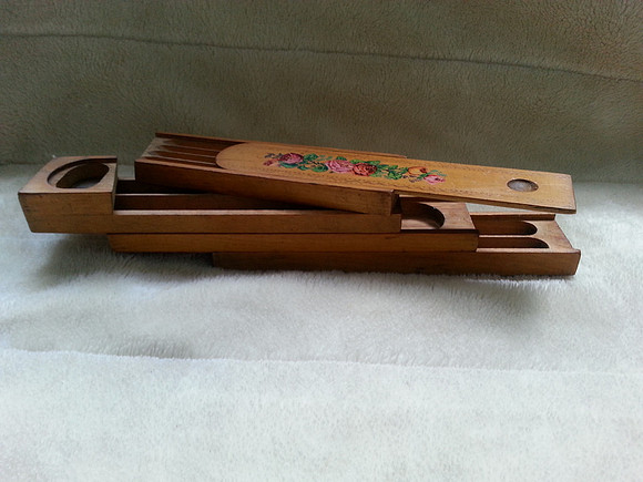 Vintage 1930s Wooden Pencil Case Four Layers Slide Out Belonged To Nora Smith