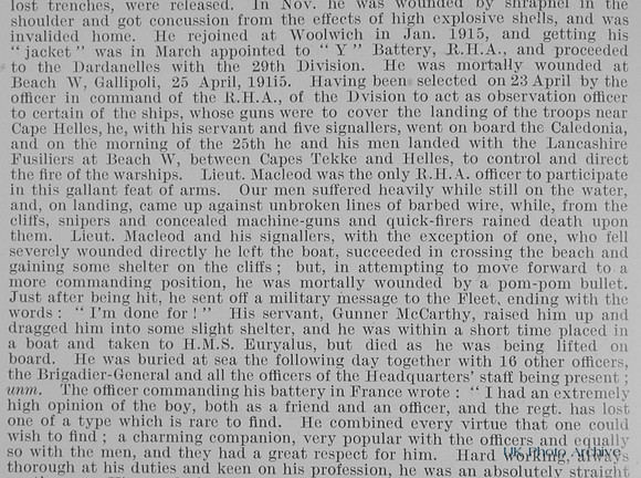 MacLeod A R Lt Royal Horse Artillery Obit Part 2