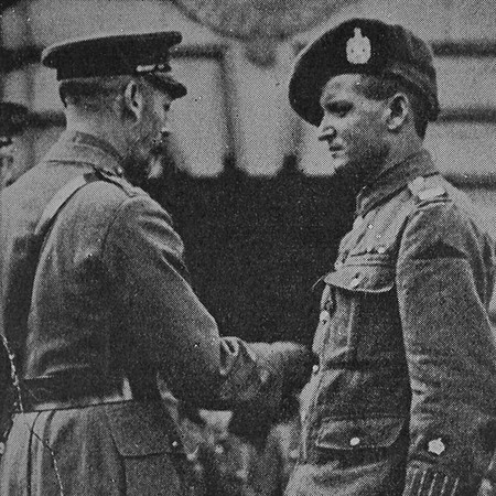 Sergt John Skinner KOSB Receiving His VC From The King