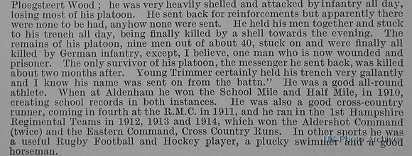 Trimmer W D M Lt 1st Hampshire Regiment Obit Part 3