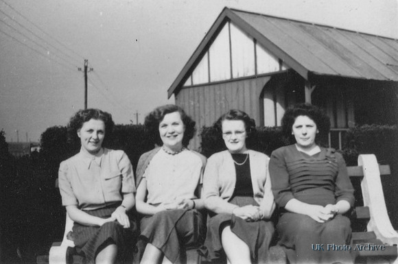 Staff Of British Enka (?) Sheila Martin Ella Houghton (?) By Tennis Pavilion At British Enka 1952