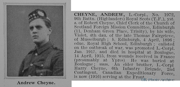 Cheyne A LCpl 1972 9th Royal Scots Obit