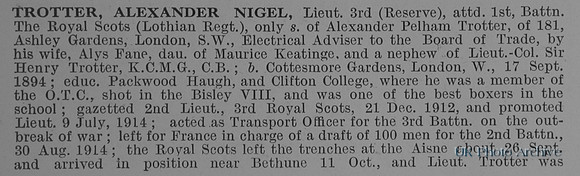 Trotter A N Lt 1st Royal Scots Obit Part 1