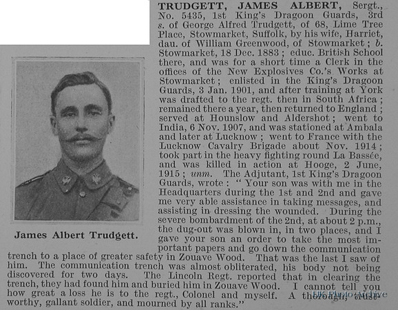 Trudgett J A Sergt 5495 1st Kings Dragoon Guards Obit
