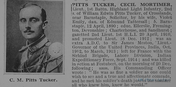 Pitts-Tucker C M Lt 1st Highland Light Infantry Obit