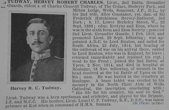 Tudway H R C Lt 2nd Grenadier Guards Obit