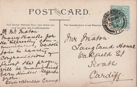 Lewis Blanche And Elise Crump Outside"Pendennis"65 Oval Rd, Gravelly Hill, Warwickshire Birmingham Postmark