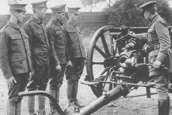 New Recruits In The Royal Artillery Receiving Their First Gunnery Lesson