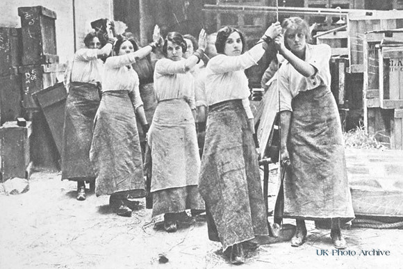 Lancashire Women Working With A Sheet Of Glass