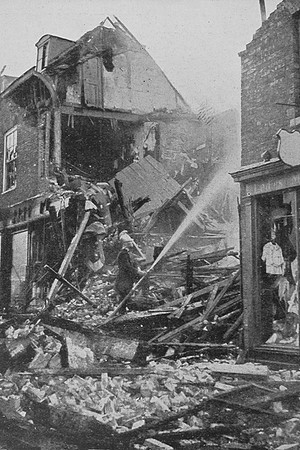 Shops In Butter Market Bury St Edmunds Burning After The Air Raid On 30th April 1915