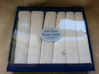 Vintage Set Of Six Irish Cotton Damask Napkins In Original Box
