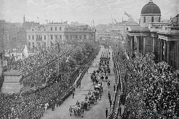 The Queens Carriage Passing The National Gallery 22nd Jun 1897