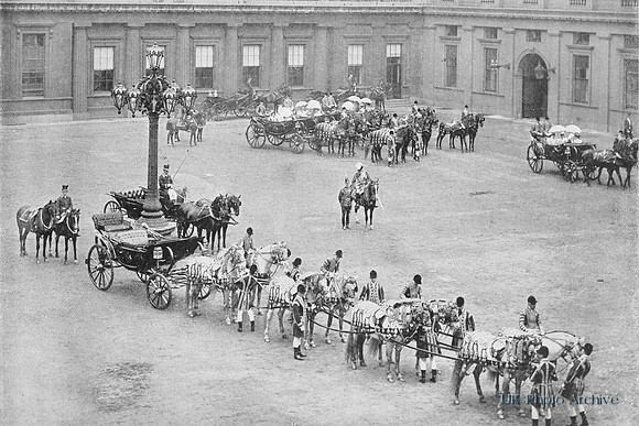 The State Carriage Waiting For Queen Victoria At Buckingham Palace