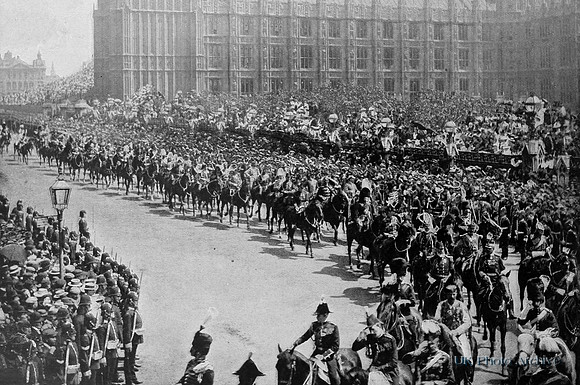 The Escort Of Princes Passing The Houses Of Parliament 22nd Jun 1897
