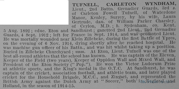 Tufnell C W Lt 2nd Grenadier Guards