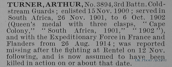 Turner A Pte 3894 3rd Coldstream Guards