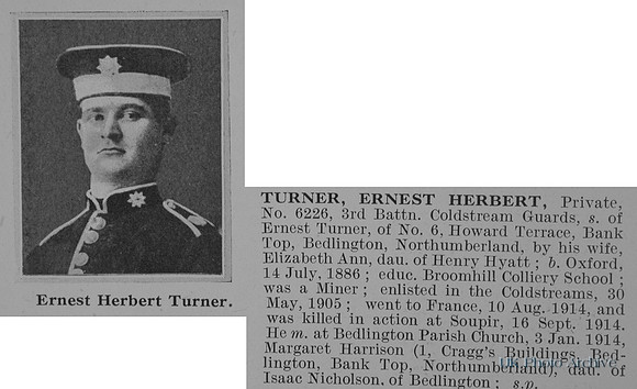 Turner E H Pte 6226 3rd Coldstream Guards Obit