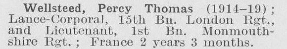 Wellsteed P T Lt 1st Monmouthshire Regiment